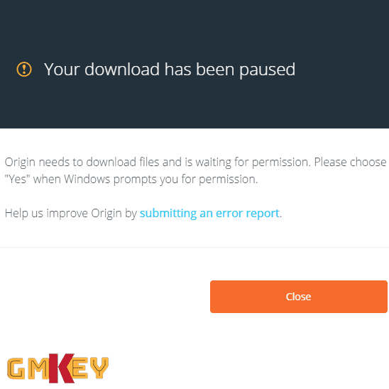 your download hass been paused در اوریجین